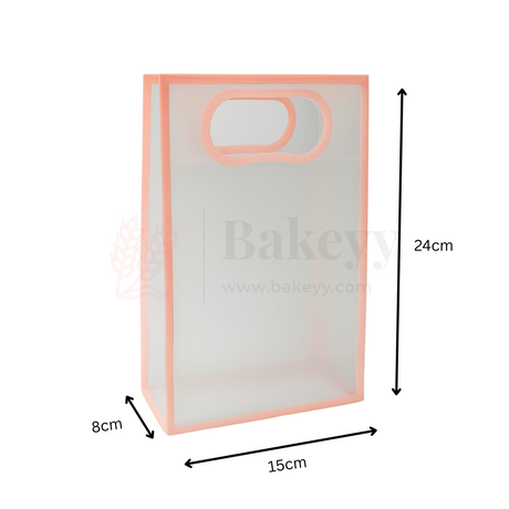 15x8x24cm | Transparent Gift Bag - Pink | Die‑Cut Handle, Waterproof & Stylish Packaging | Pack Of 12 - Bakeyy.com - India - 15x8x24cm | Transparent Gift Bag - Pink | Die‑Cut Handle, Waterproof & Stylish Packaging | Pack Of 12 - Default Title