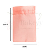 10x14cm | Peach Colour Satin Potli Bag | Pack of 25