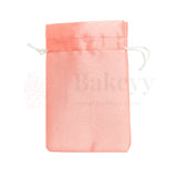 10x14cm | Peach Colour Satin Potli Bag | Pack of 25