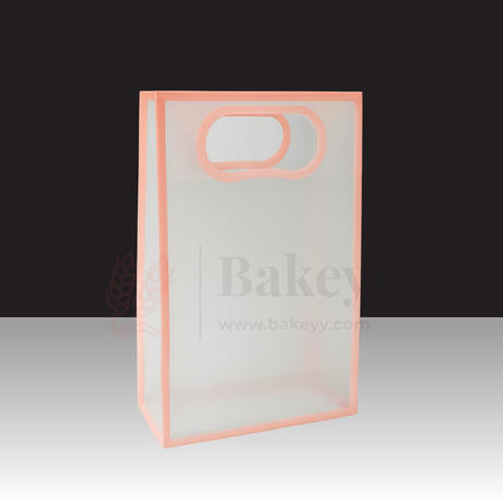 24x10x35cm | Transparent Gift Bag - Pink | Die‑Cut Handle, Waterproof & Stylish Packaging | Pack Of 12 - Bakeyy.com - India - 24x10x35cm | Transparent Gift Bag - Pink | Die‑Cut Handle, Waterproof & Stylish Packaging | Pack Of 12 - Default Title