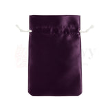 10x15.5cm | Premium Satin Potli Bag | Dark Purple Colour | Elegant White Drawstring Gift Pouch for Wedding Favors, Jewelry & Festive Occasions | Pack of 25