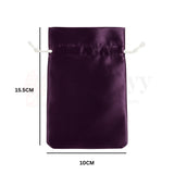 10x15.5cm | Premium Satin Potli Bag | Dark Purple Colour | Elegant White Drawstring Gift Pouch for Wedding Favors, Jewelry & Festive Occasions | Pack of 25