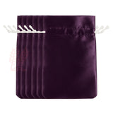 10x15.5cm | Premium Satin Potli Bag | Dark Purple Colour | Elegant White Drawstring Gift Pouch for Wedding Favors, Jewelry & Festive Occasions | Pack of 25