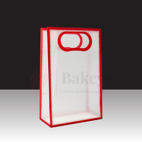 15x8x24cm | Transparent Gift Bag - Maroon | Die‑Cut Handle, Waterproof & Stylish Packaging | Pack Of 12 - Bakeyy.com - India - 15x8x24cm | Transparent Gift Bag - Maroon | Die‑Cut Handle, Waterproof & Stylish Packaging | Pack Of 12 - Default Title