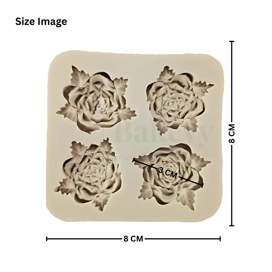 111 | 4 Cavity Rose Silicone Mould - 1 Piece - Bakeyy.com - India - 111 | 4 Cavity Rose Silicone Mould - 1 Piece - Default Title