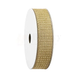 10432 | 1 Inch |18 Mtr- Metallic Beige Jute Ribbon Burlap Roll