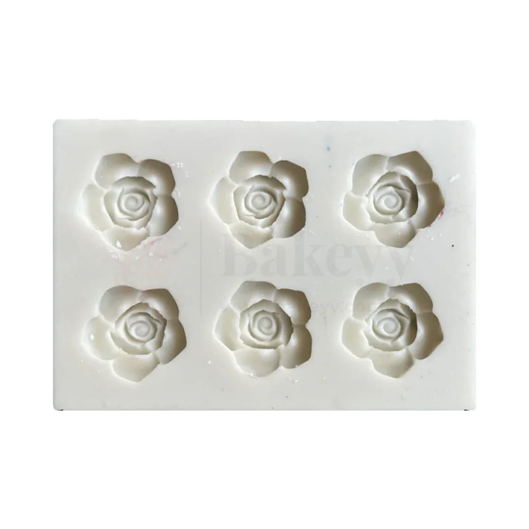 507 - 6 Rose Flower Silicone Fondant Mould - 1 Piece