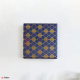 6x6x4 inch (15x15x10 cm) | Premium Rigid Hamper Box | Blue with Golden Leaf Print – Small Size