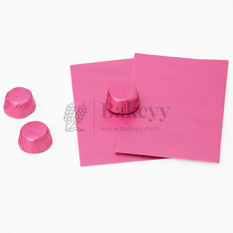 Small Aluminum Chocolate Wrapping Paper | Pack of 200 - Bakeyy.com - India - Small Aluminum Chocolate Wrapping Paper | Pack of 200 - Dark Pink