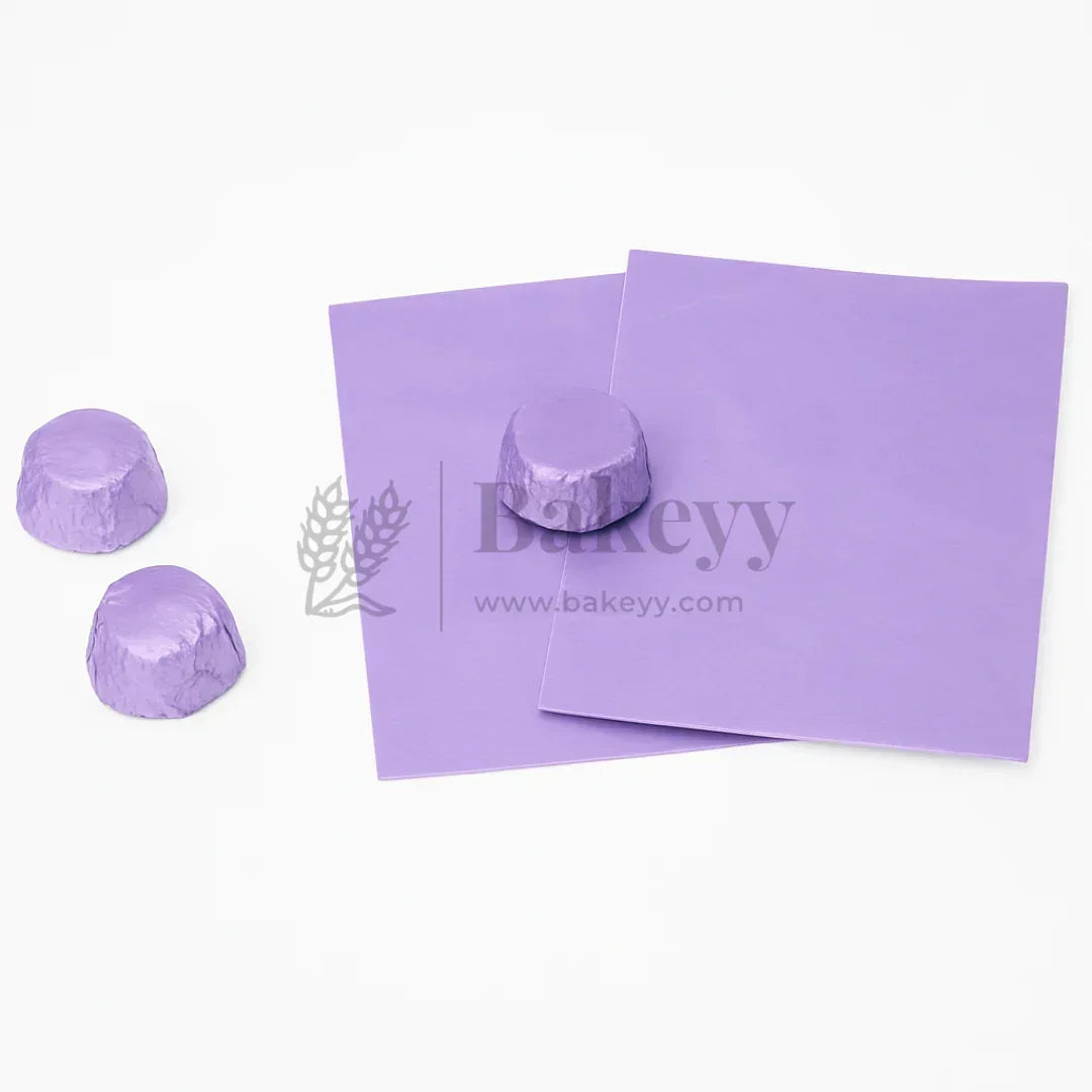 Small Aluminum Chocolate Wrapping Paper | Pack of 200 - Bakeyy.com - India - Small Aluminum Chocolate Wrapping Paper | Pack of 200 - Violet