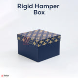 6x6x4 inch (15x15x10 cm) | Premium Rigid Hamper Box | Blue with Golden Leaf Print – Small Size