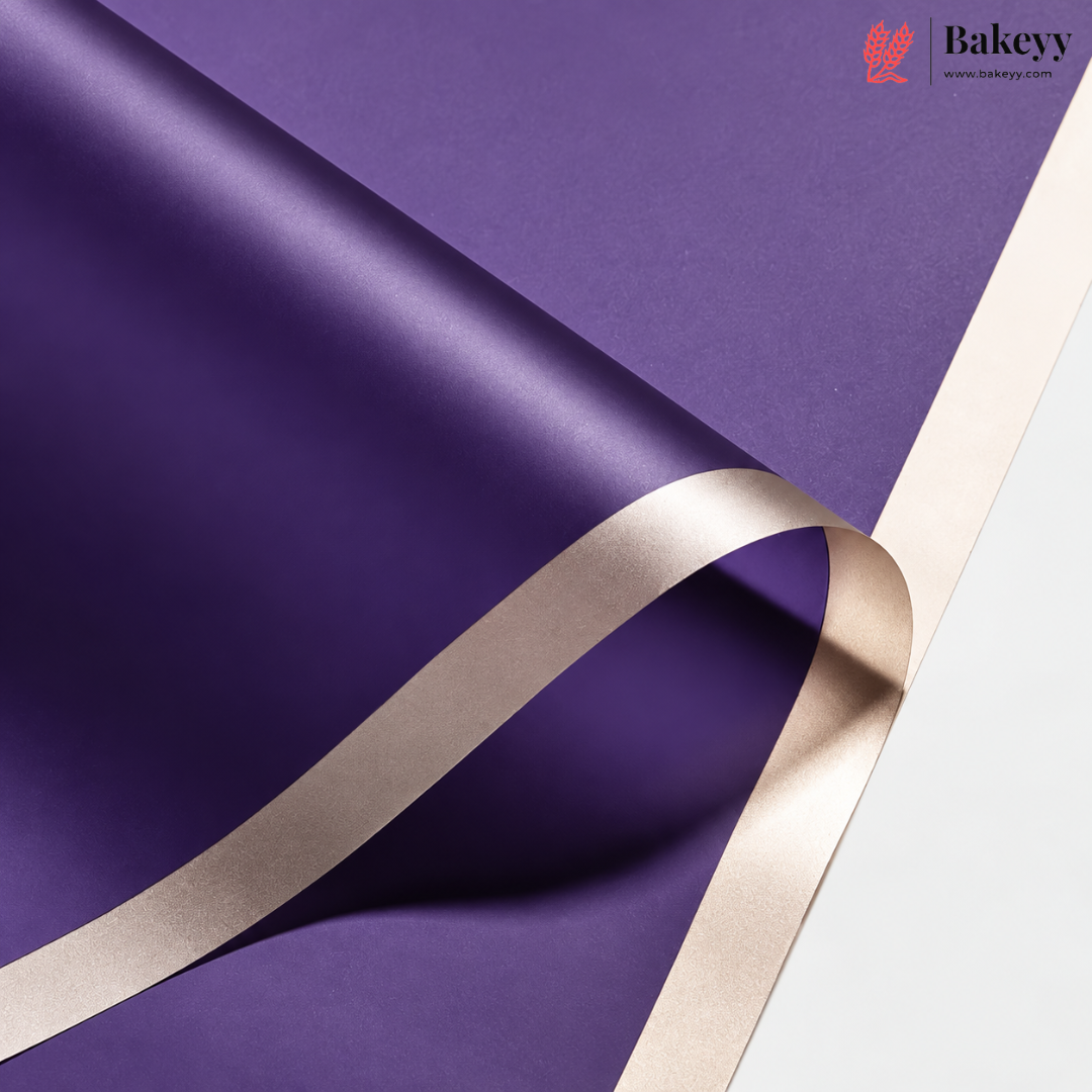 Solid Korean Wrapping Sheet with Golden Border | Multi Color | Pack of 20