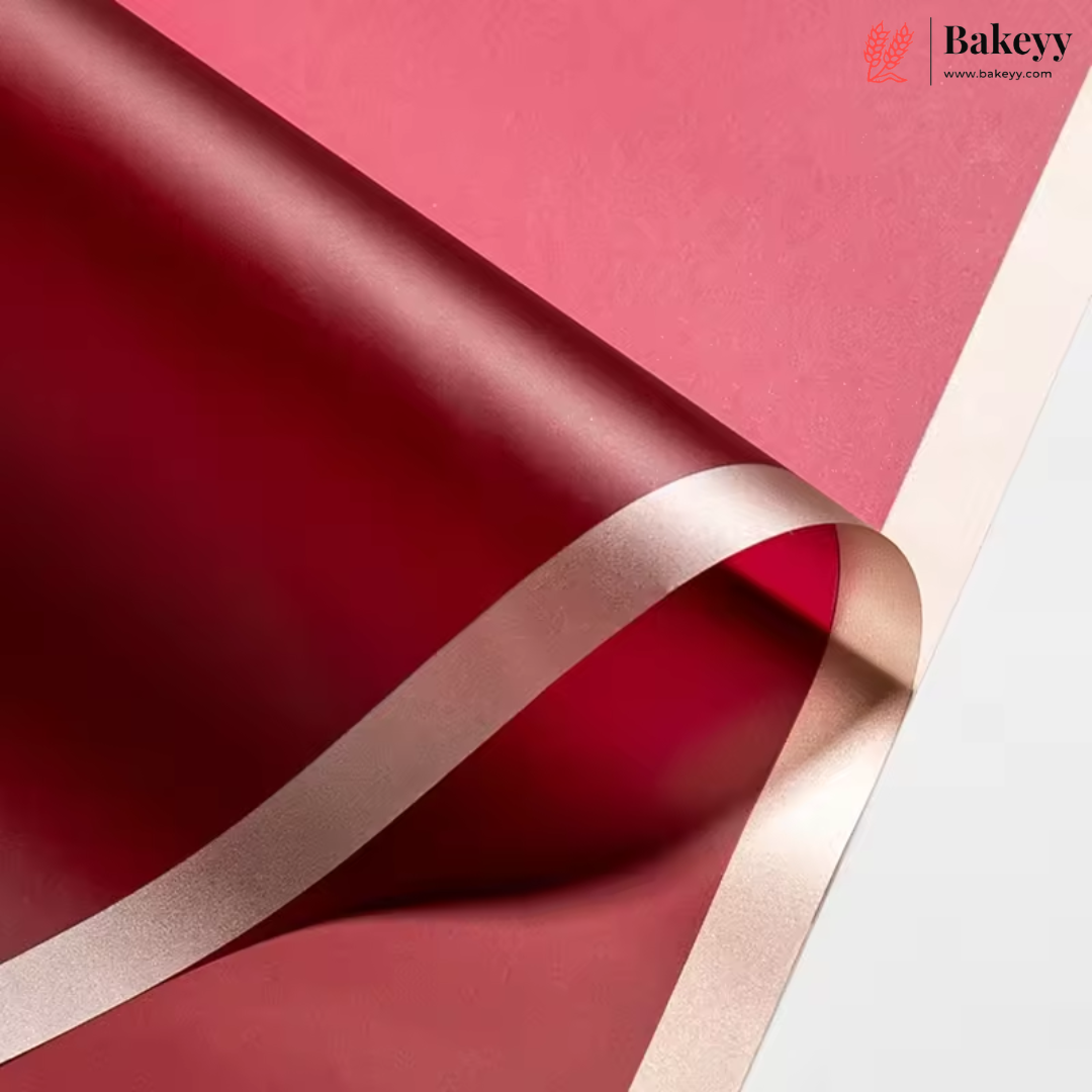 Solid Korean Wrapping Sheet with Golden Border | Multi Color | Pack of 20