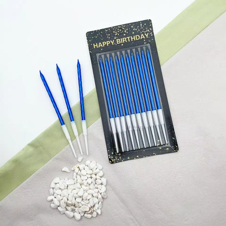 Twisted Metallic Birthday Cake Candles | Multiple Colors Available | Cake Candles with Holders | 10 Candles per Pack | Pack of 1