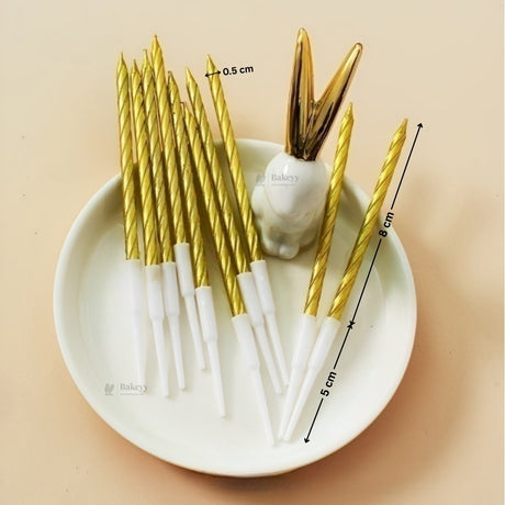 Twisted Metallic Birthday Cake Candles | Multiple Colors Available | Cake Candles with Holders | 10 Candles per Pack | Pack of 1