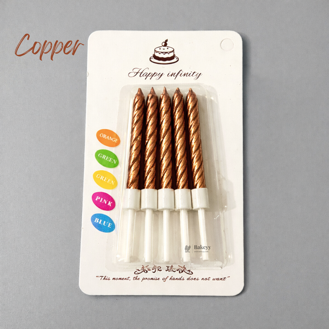 Spiral Birthday Cake Candles with Holders | Small | Pack of 10