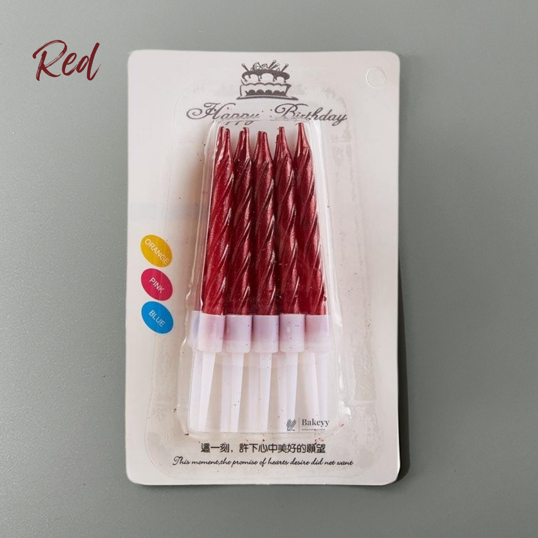 Spiral Birthday Cake Candles with Holders | Small | Pack of 10