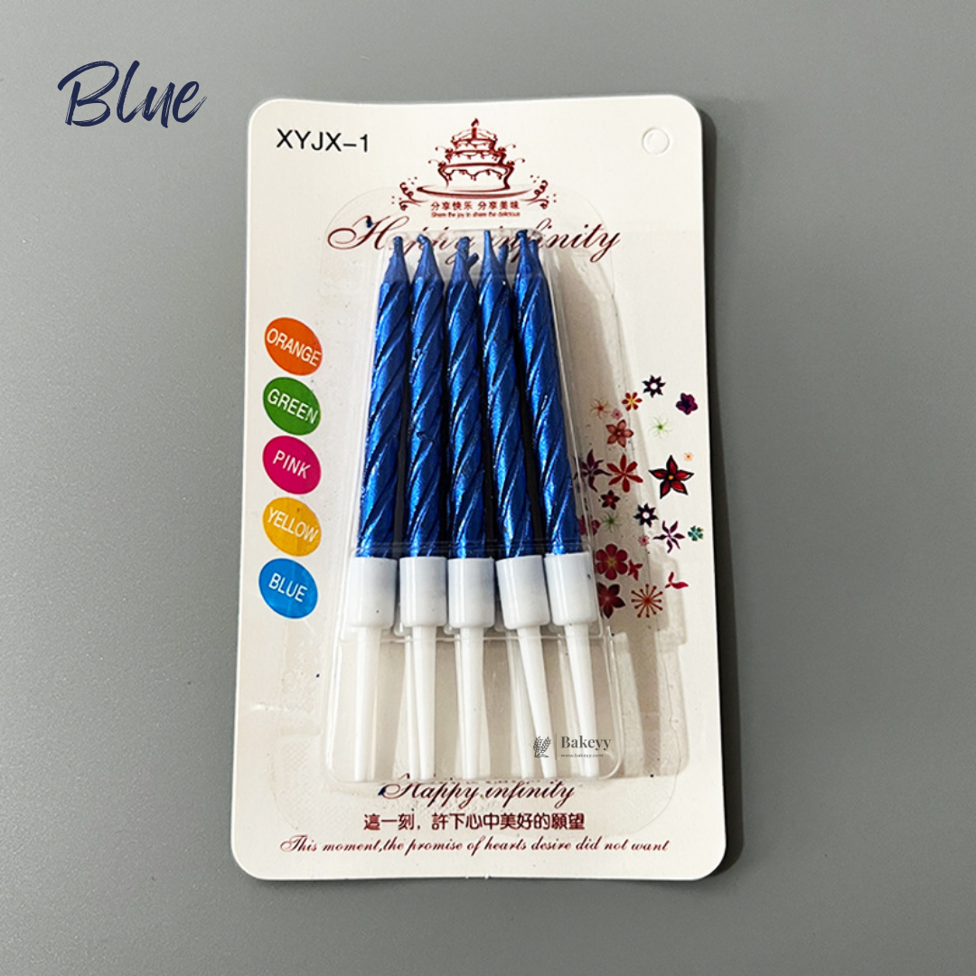 Spiral Birthday Cake Candles with Holders | Small | Pack of 10