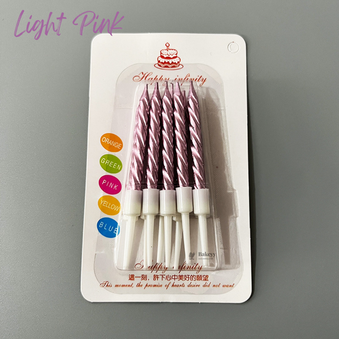 Spiral Birthday Cake Candles with Holders | Small | Pack of 10