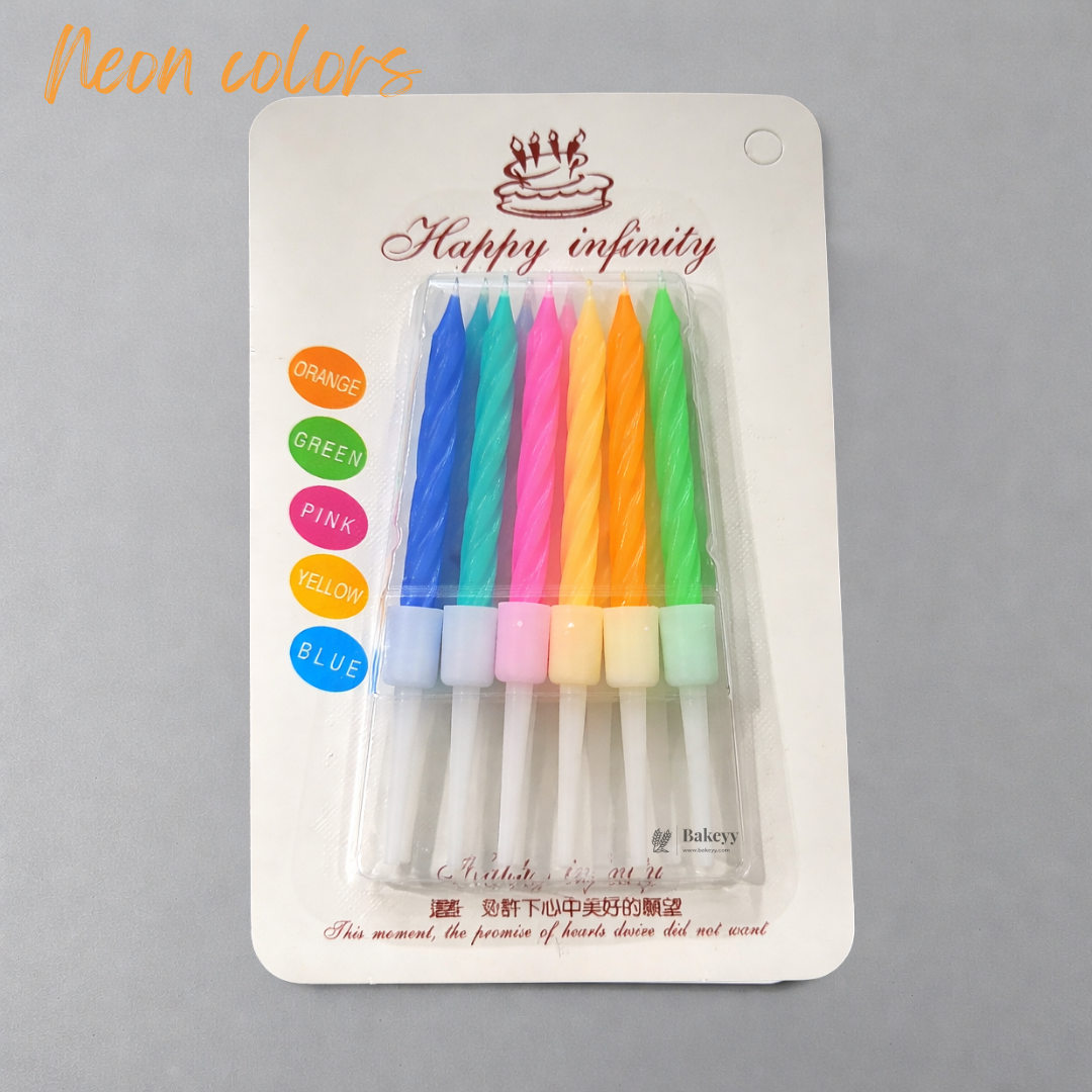 Spiral Birthday Cake Candles with Holders | Small | Pack of 10