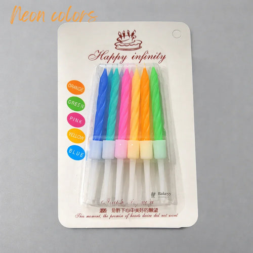 Spiral Birthday Cake Candles with Holders | Small | Pack of 10