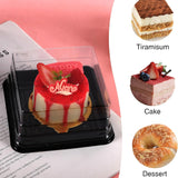 Square Dessert Box with Clear Dome Lid | Black Base Mini Cake & Pastry Packaging Box | Pack of 50