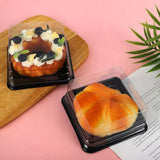 Square Dessert Box with Clear Dome Lid | Black Base Mini Cake & Pastry Packaging Box | Pack of 50