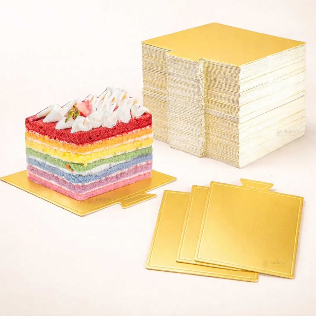 Square Pastry Base | Gold Finish Dessert Display Base | 2 Sizes Avaiilable