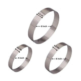 Stainless Steel Round Cake Ring Mould Set (4, 6 & 8 Inch) | Mousse, Cheesecake & Layer Cake Shaper | Pack of 3