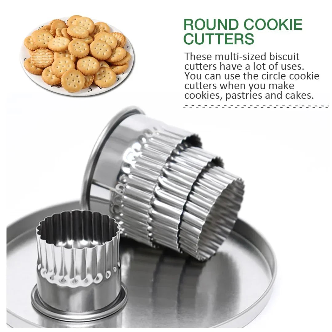 Stainless Steel Round Cookie Cutter Set | 12 Pieces Biscuit & Dough Cutting Rings | 1 Pack - Bakeyy.com - India - Stainless Steel Round Cookie Cutter Set | 12 Pieces Biscuit & Dough Cutting Rings | 1 Pack - Default Title 800.00
