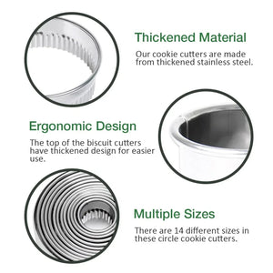 Stainless Steel Round Cookie Cutter Set | 12 Pieces Biscuit & Dough Cutting Rings | 1 Pack - Bakeyy.com - India - Stainless Steel Round Cookie Cutter Set | 12 Pieces Biscuit & Dough Cutting Rings | 1 Pack - Default Title 800.00