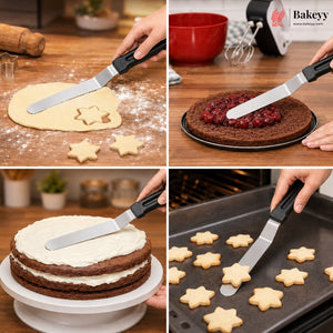 Angular Palette Knife with Black Handle | Stainless Steel Cake Icing Palette Knife | Pack of 1