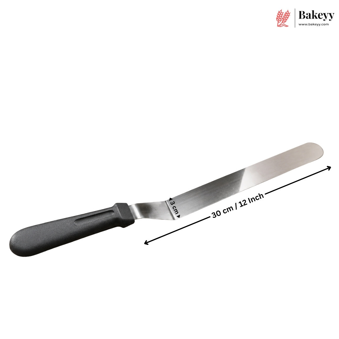 Angular Palette Knife with Black Handle | Stainless Steel Cake Icing Palette Knife | Pack of 1