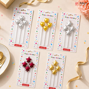 Set of birthday candles in packaging on a decorative background