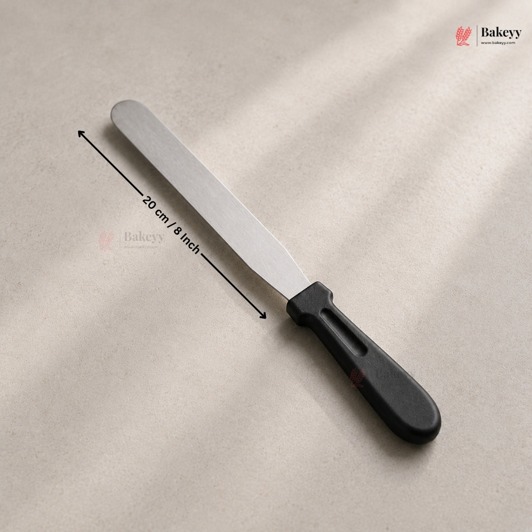 Straight Icing Palette Knife | Stainless Steel Cake Spatula with Black Handle | Pack of 1