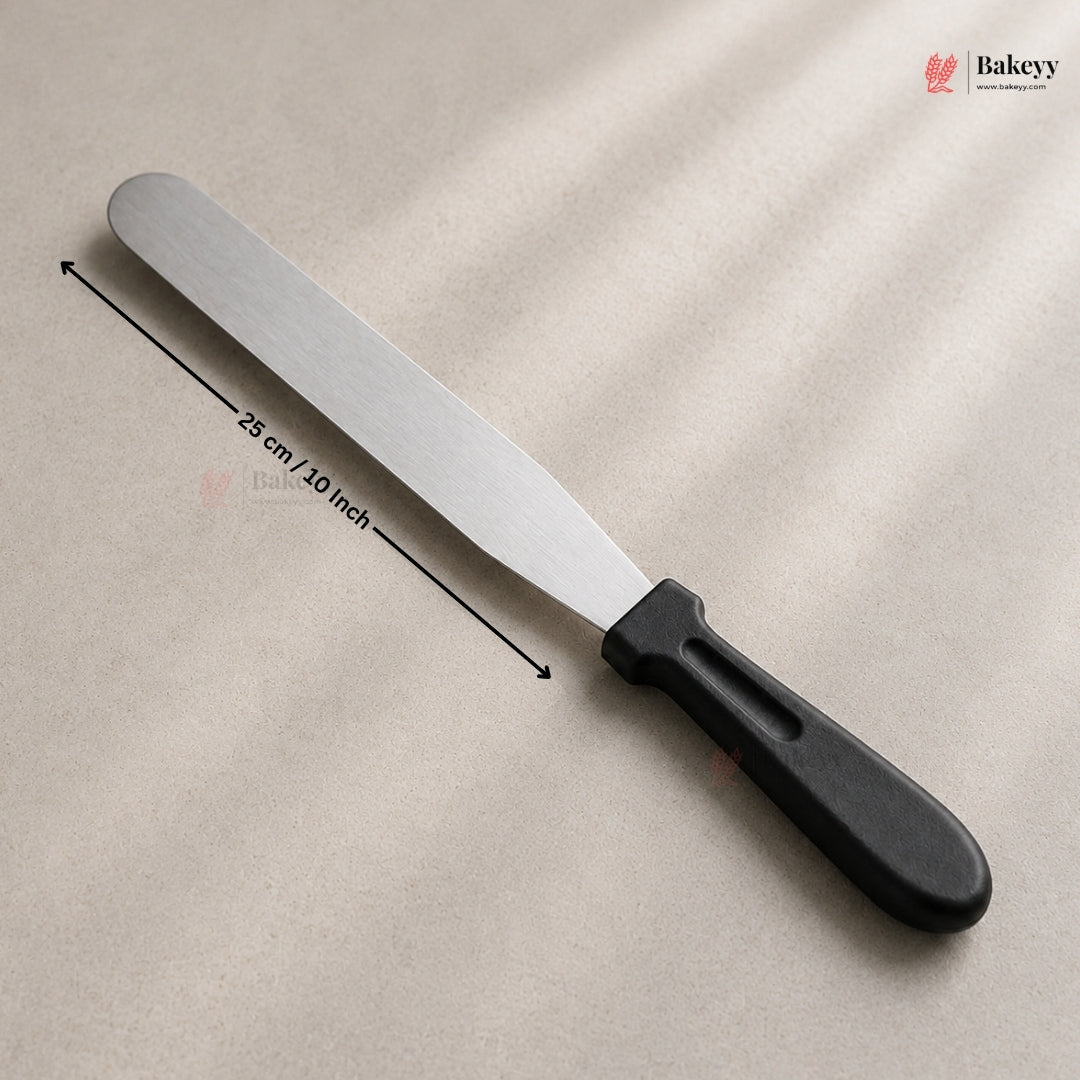 Straight Icing Palette Knife | Stainless Steel Cake Spatula with Black Handle | Pack of 1