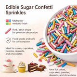 Rod Shape Sugar Confetti | Edible Cake & Dessert Decorations | Metallic Finish | 200 gm