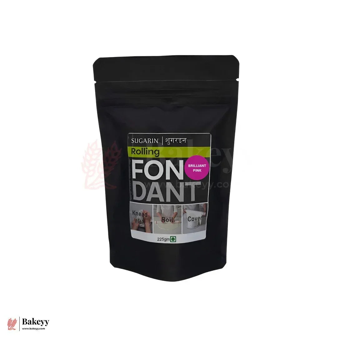 Sugarin Rolling Fondant | Ready-to-Use Icing for Cake Decoration | 225 gm - Bakeyy.com - India - Sugarin Rolling Fondant | Ready-to-Use Icing for Cake Decoration | 225 gm - Brilliant Pink 89.00