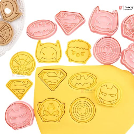 Superhero Theme Cookie Cutter & Embosser Set | 8 Piece | Pack of 1