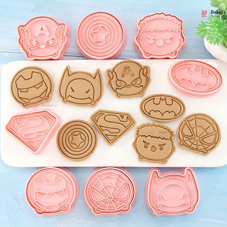 Superhero Theme Cookie Cutter & Embosser Set | 8 Piece | Pack of 1