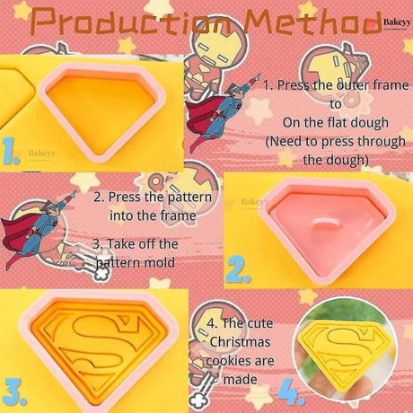 Superhero Theme Cookie Cutter & Embosser Set | 8 Piece | Pack of 1