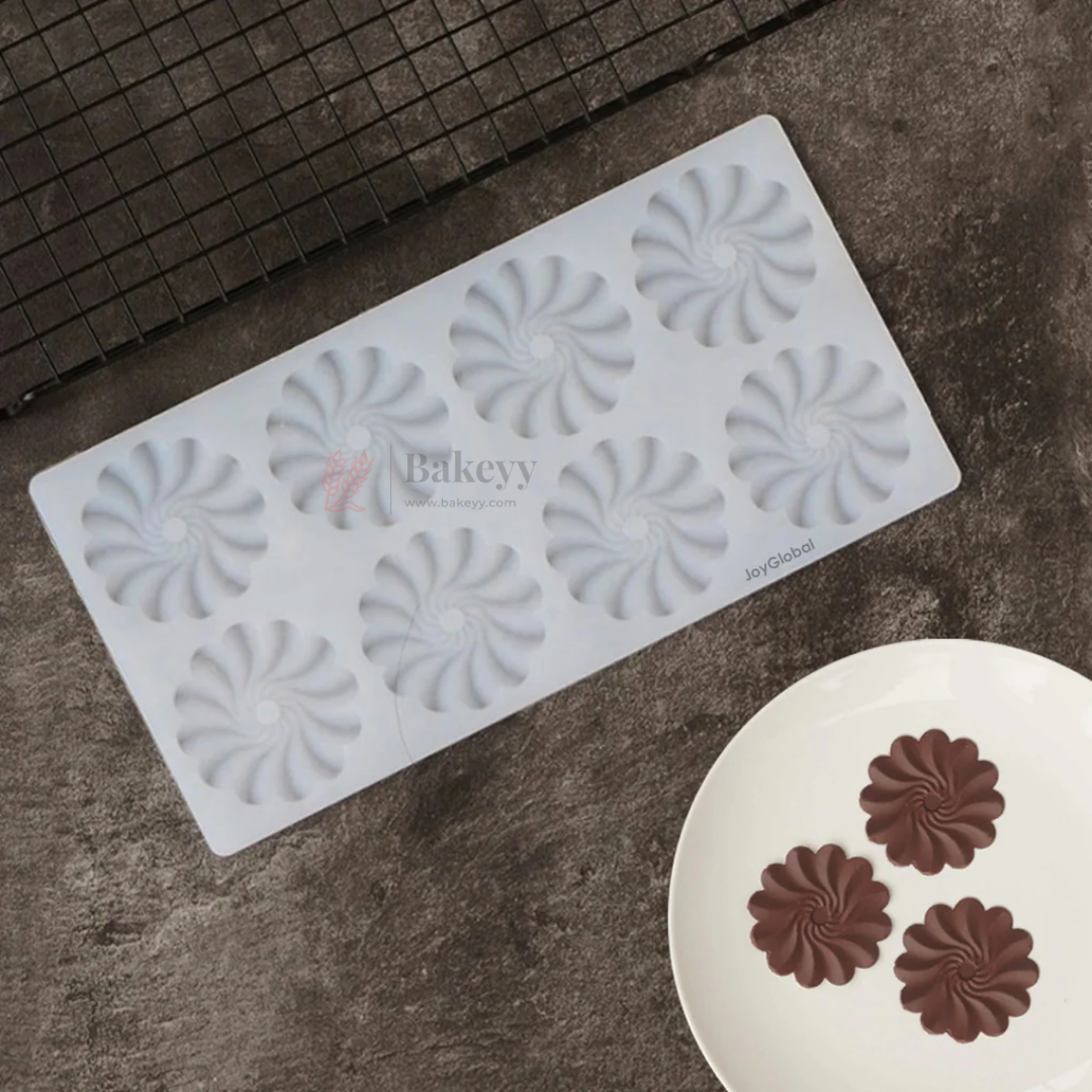 Swirl Flower Garnishing Silicone Mould for Cakes & Chocolates | Round Floral Design | Pack of 1