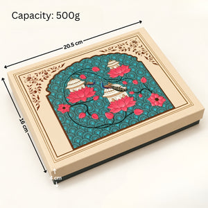 Teal Lotus & Dome Printed Sweet Box | Multiple Capacities | Pack of 4