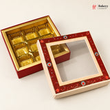 Red Floral Border Window Sweet & Chocolate Gift Box | With & Without Cavity | Multiple Capacities | Pack of 4