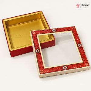 Red Floral Border Window Sweet & Chocolate Gift Box | With & Without Cavity | Multiple Capacities | Pack of 4