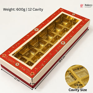 Red Floral Border Window Sweet & Chocolate Gift Box | With & Without Cavity | Multiple Capacities | Pack of 4