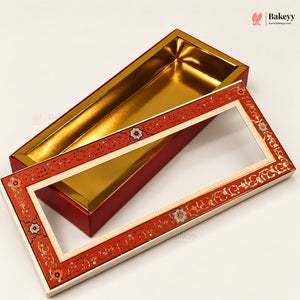 Red Floral Border Window Sweet & Chocolate Gift Box | With & Without Cavity | Multiple Capacities | Pack of 4