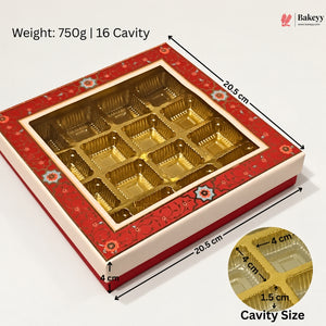 Red Floral Border Window Sweet & Chocolate Gift Box | With & Without Cavity | Multiple Capacities | Pack of 4