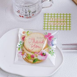 Thank You Floral Printed Cellophane Self Adhesive Pouch | Pack of 100