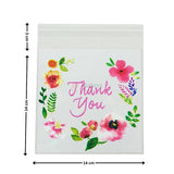 Thank You Floral Printed Cellophane Self Adhesive Pouch | Pack of 100